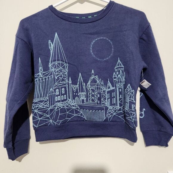 Harry Potter Sweatshirt Kids Unisex Navy Blue Hogwarts Castle Size Small 7    B1 - Picture 1 of 9